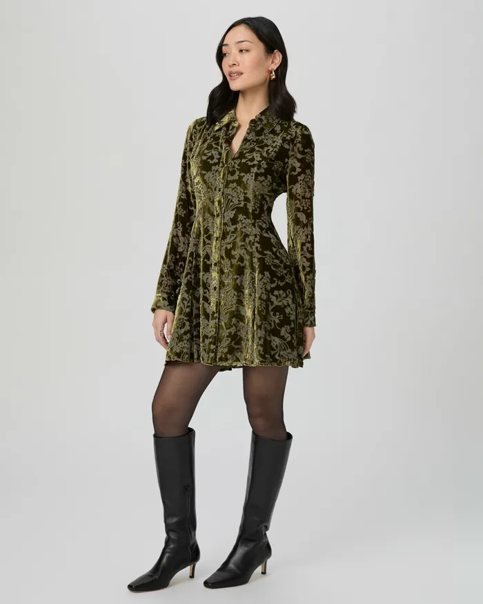 Dresses PAIGE Women Desano Shirt Dress 8211 Spanish Moss Velvet Dresses PAIGE Women Desano Shirt Dress 8211 Spanish Moss Velvet