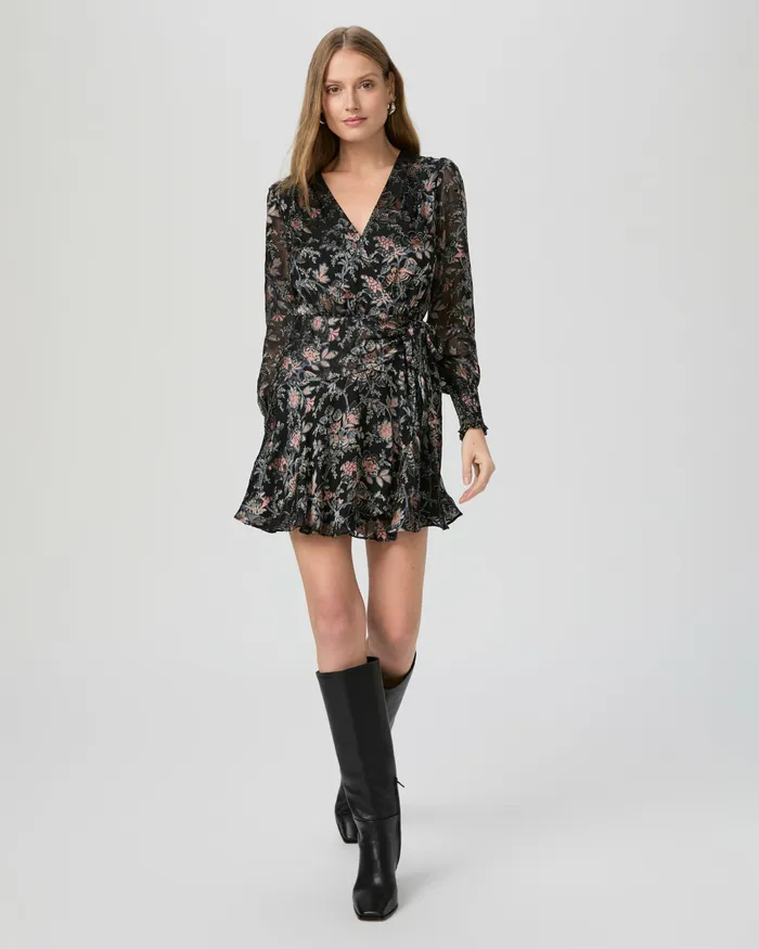 Dresses Women PAIGE Audriana Dress 8211 Black Multi Satin