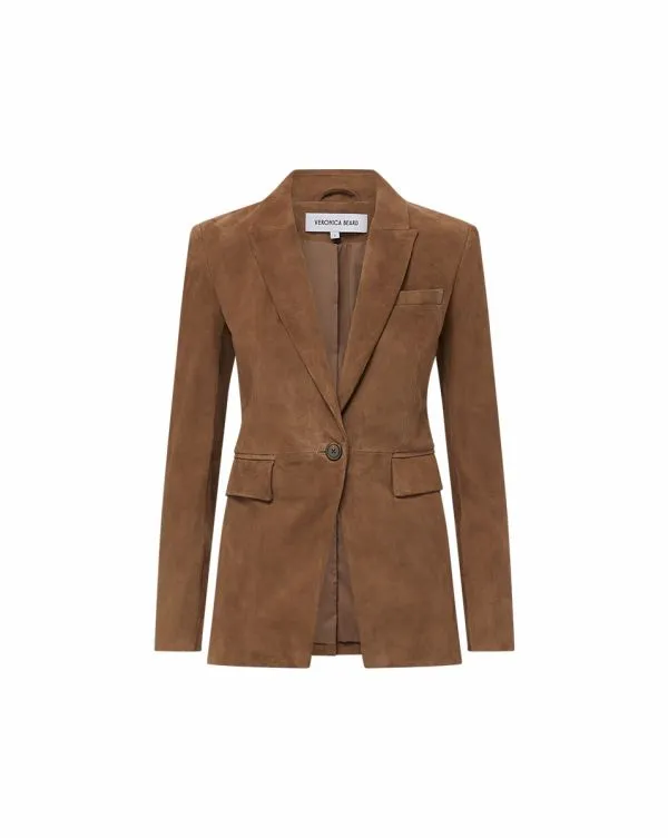 Duane Suede Dickey Jacket Bark Women Veronica Beard Jackets and Outerwear