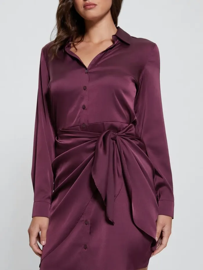 Eco Alya Dress Black Cherry Dresses and Jumpsuits GUESS Women Eco Alya Dress Black Cherry Dresses and Jumpsuits GUESS Women