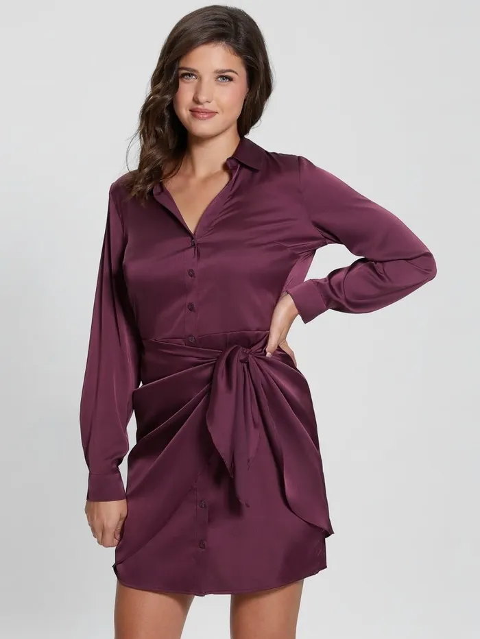 Eco Alya Dress Black Cherry Dresses and Jumpsuits GUESS Women Eco Alya Dress Black Cherry Dresses and Jumpsuits GUESS Women