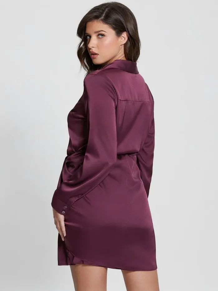 Eco Alya Dress Black Cherry Dresses and Jumpsuits GUESS Women Eco Alya Dress Black Cherry Dresses and Jumpsuits GUESS Women