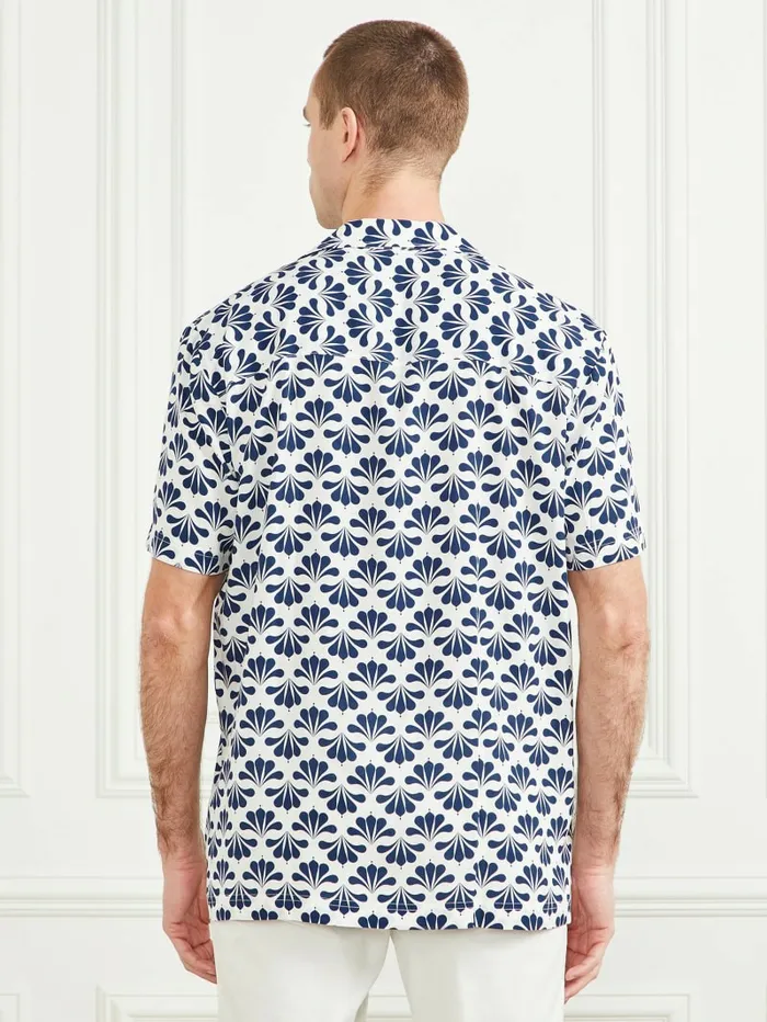 Eco Billy Bowling Shirt Blue Geoflower Print Men Shirts GUESS Eco Billy Bowling Shirt Blue Geoflower Print Men Shirts GUESS