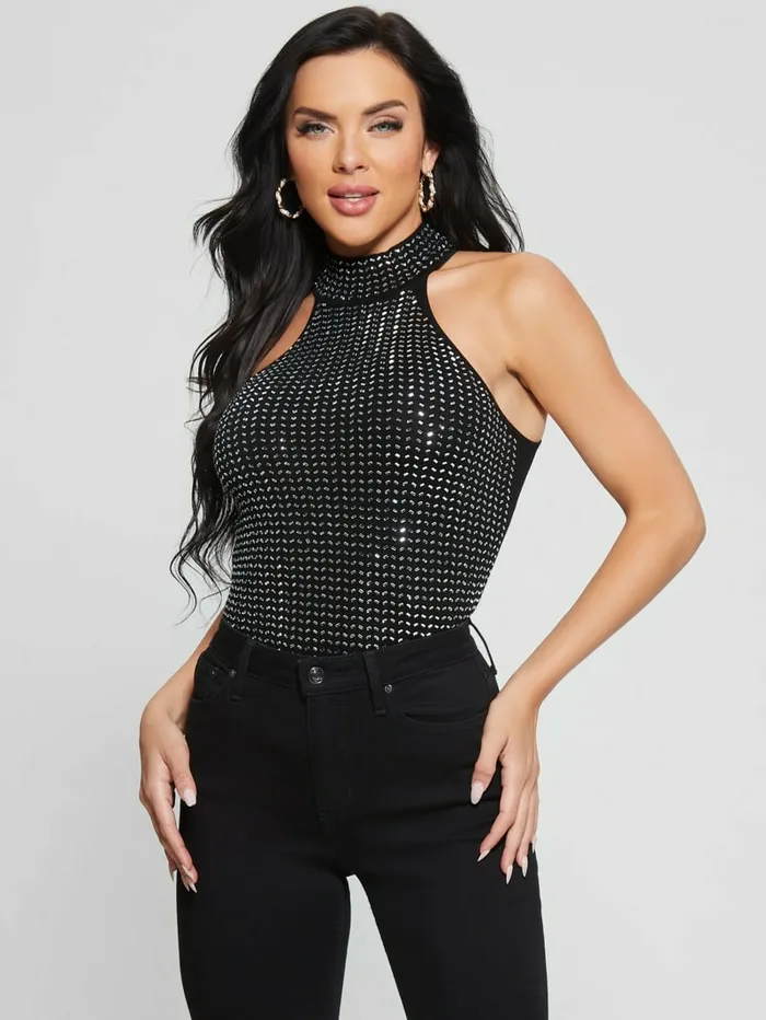 Eco Celeste Mirror Sweater Top Black Tops GUESS Women Eco Celeste Mirror Sweater Top Black Tops GUESS Women