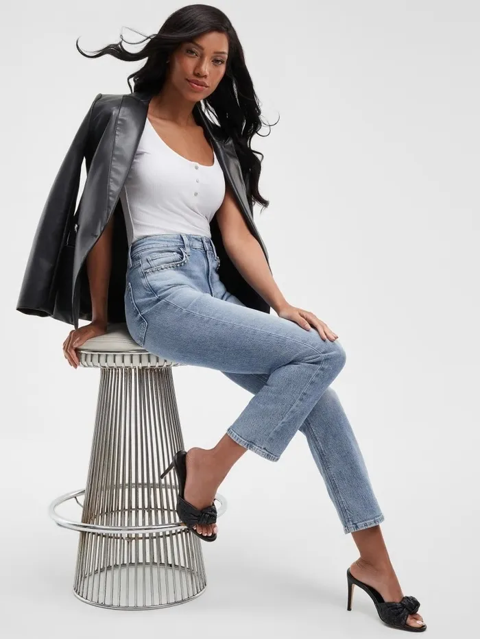 Eco Girly Crystal Straight Jeans Feel Pretty Women Jeans and Denim GUESS