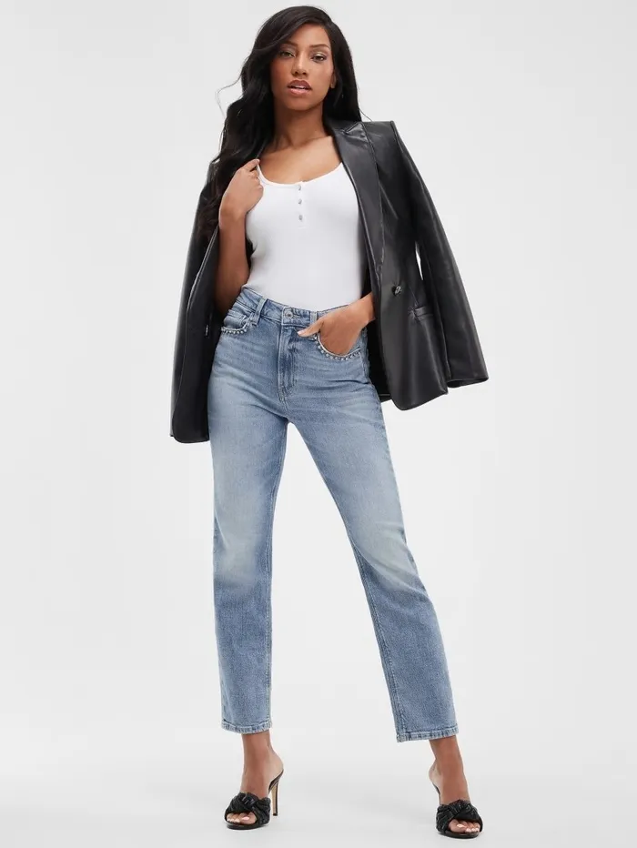 Eco Girly Crystal Straight Jeans Feel Pretty Women Jeans and Denim GUESS Eco Girly Crystal Straight Jeans Feel Pretty Women Jeans and Denim GUESS