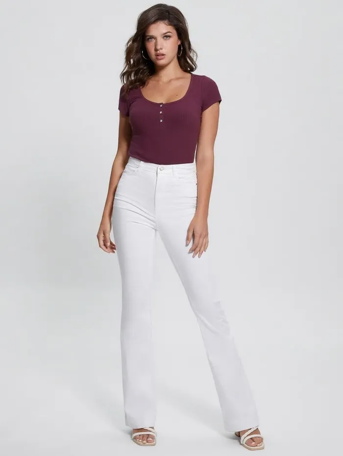 Eco Karlee Henley Tee Black Cherry Tops GUESS Women Eco Karlee Henley Tee Black Cherry Tops GUESS Women