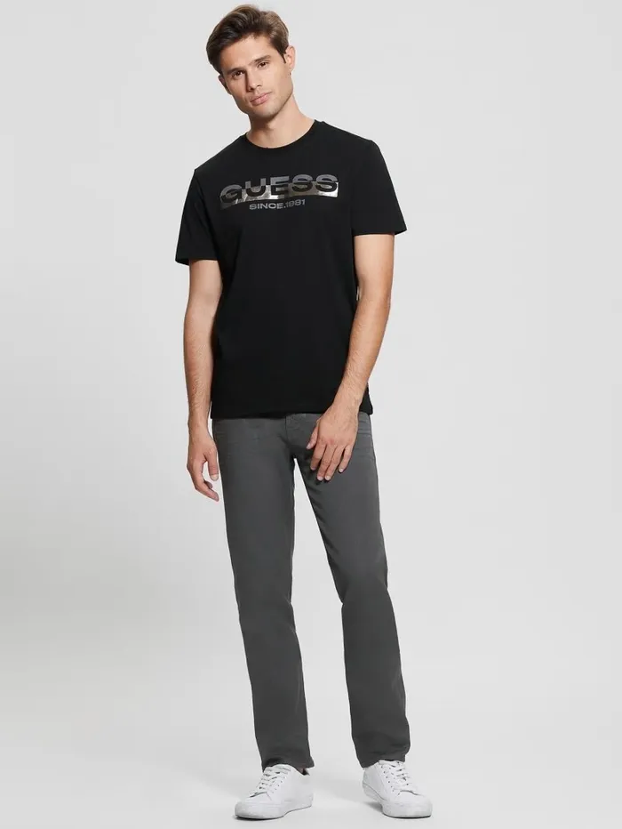 Eco MetallicAccented Tee Black TShirts and Tanks GUESS Men