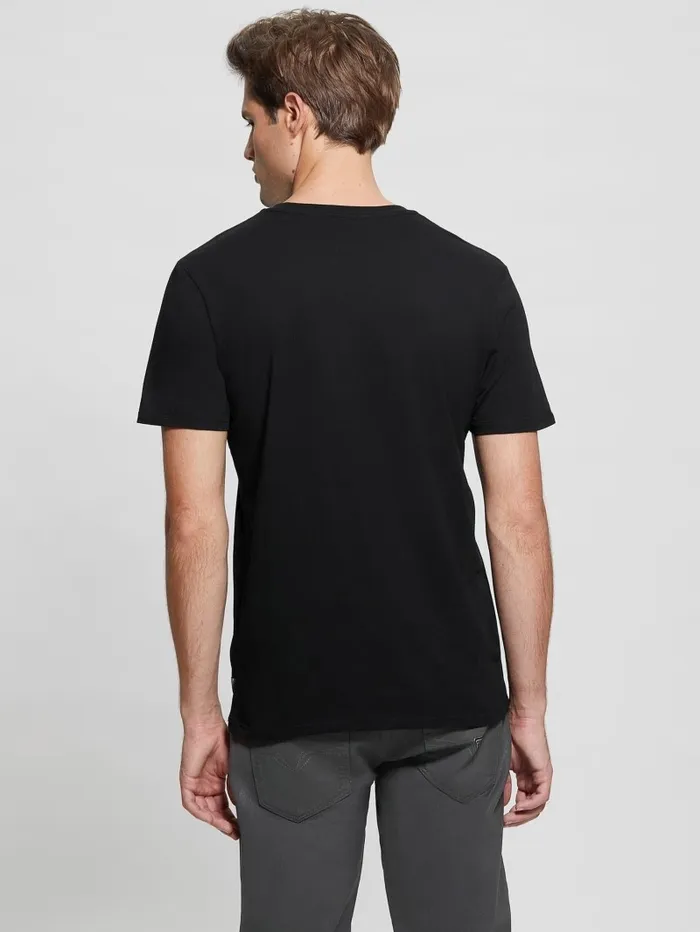 Eco MetallicAccented Tee Black TShirts and Tanks GUESS Men