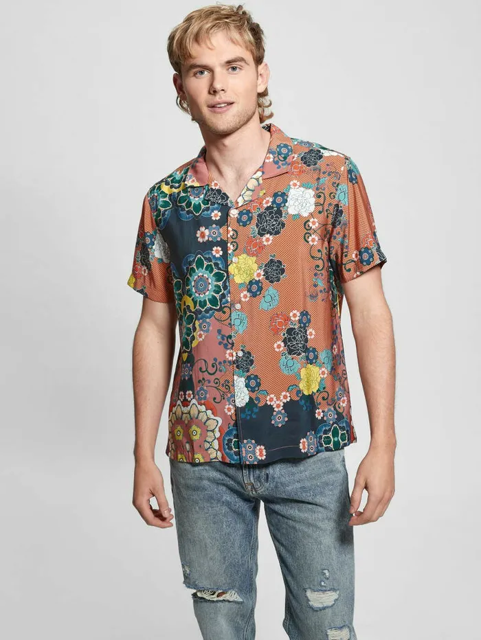 Eco Sandwash Blooms Shirt Pacific Blooms Shirts GUESS Men