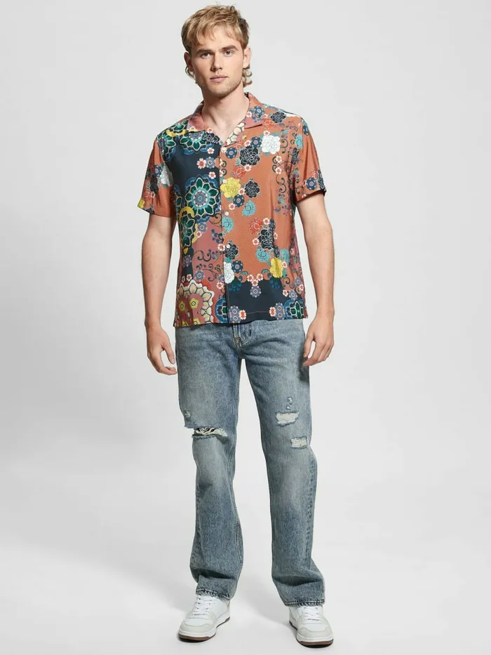 Eco Sandwash Blooms Shirt Pacific Blooms Shirts GUESS Men Eco Sandwash Blooms Shirt Pacific Blooms Shirts GUESS Men