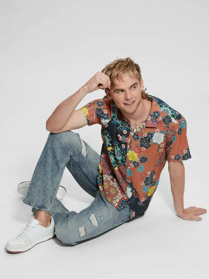 Eco Sandwash Blooms Shirt Pacific Blooms Shirts GUESS Men Eco Sandwash Blooms Shirt Pacific Blooms Shirts GUESS Men