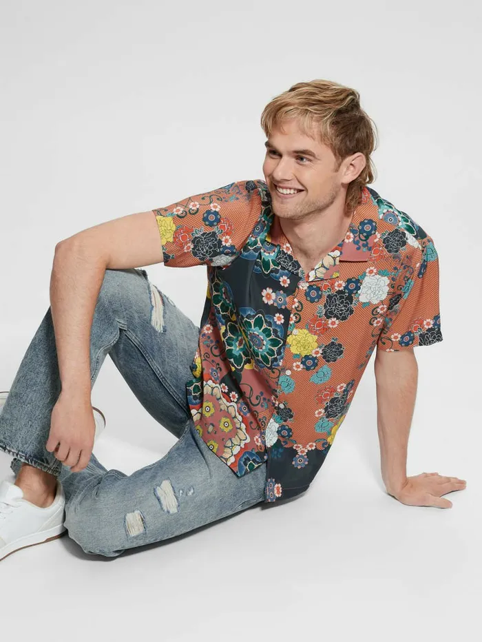 Eco Sandwash Blooms Shirt Pacific Blooms Shirts GUESS Men Eco Sandwash Blooms Shirt Pacific Blooms Shirts GUESS Men