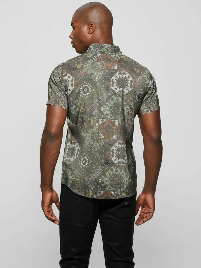 Eco Sandwash Shashiko Shirt Free Spirit Shashiko Gree Men Shirts GUESS Eco Sandwash Shashiko Shirt Free Spirit Shashiko Gree Men Shirts GUESS