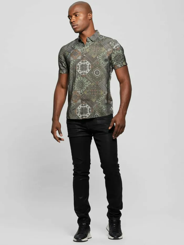 Eco Sandwash Shashiko Shirt Free Spirit Shashiko Gree Men Shirts GUESS Eco Sandwash Shashiko Shirt Free Spirit Shashiko Gree Men Shirts GUESS