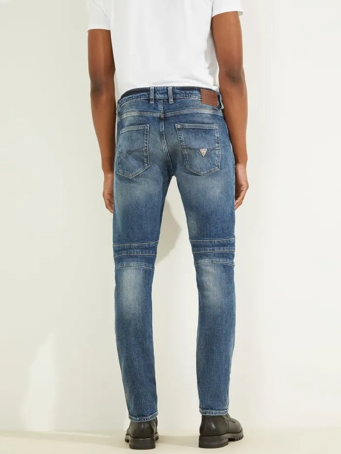 Eco Tapered Pintuck Moto Jeans Frisco 2 Men Jeans and Denim GUESS