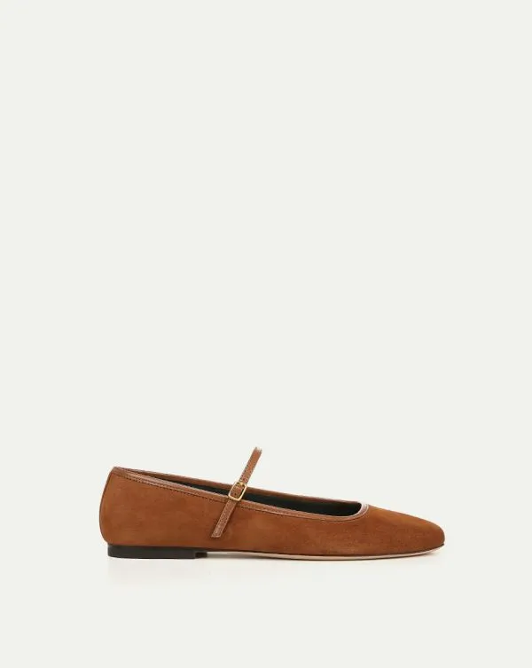 Ellie Suede Flat Caramel Women Veronica Beard Shoes