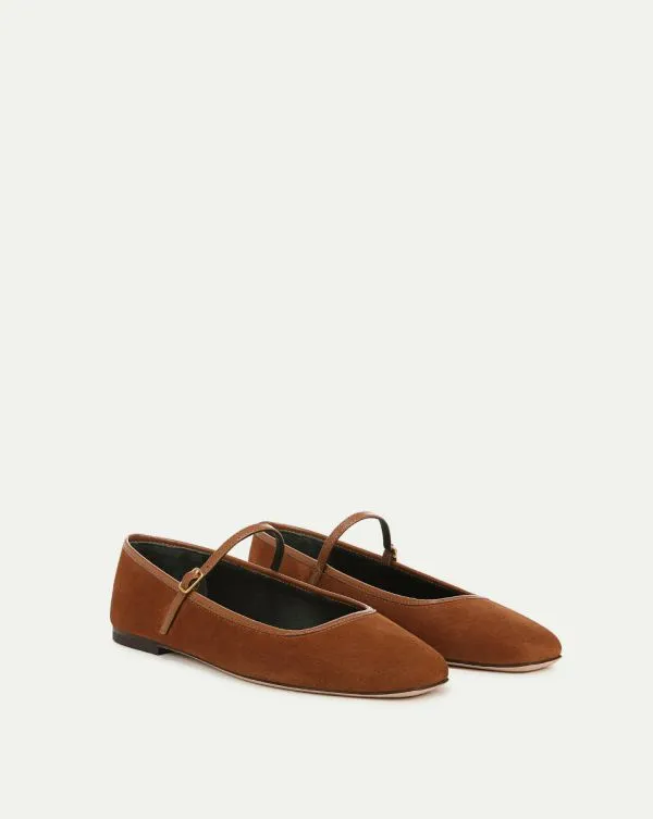 Ellie Suede Flat Caramel Women Veronica Beard Shoes
