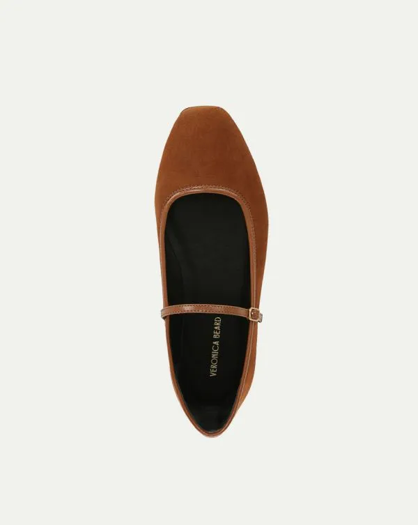 Ellie Suede Flat Caramel Women Veronica Beard Shoes