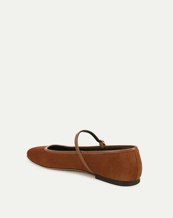 Ellie Suede Flat Caramel Women Veronica Beard Shoes