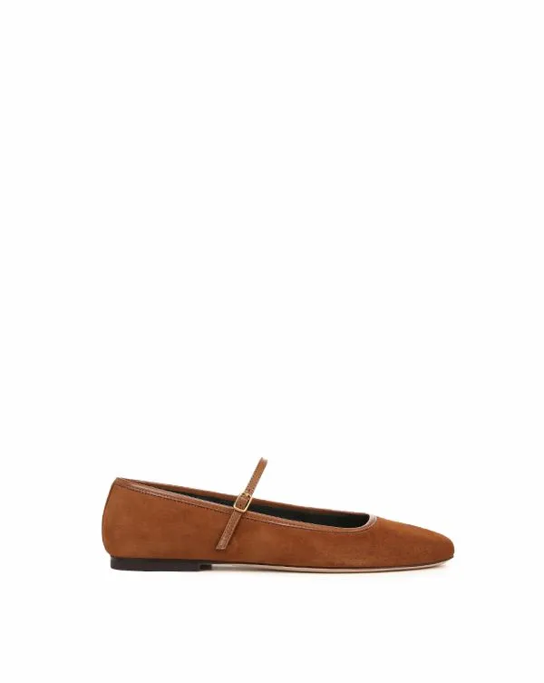 Ellie Suede Flat Caramel Women Veronica Beard Shoes