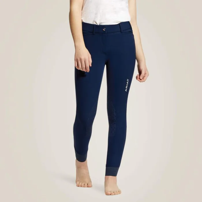 English Riding Kids Ariat Tri Factor Grip Knee Patch Breech Navy