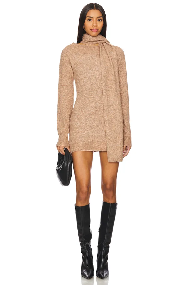 Etta Sweater Dress Oat Brown Women Lovers and Friends Sweaters and Knits