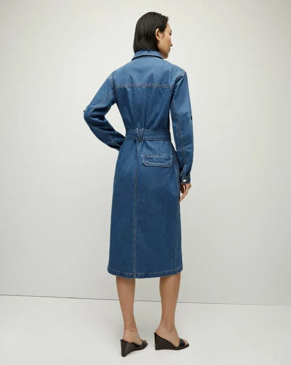 Evelyn Chambray Dress Cornflower Women Veronica Beard Dresses Evelyn Chambray Dress Cornflower Women Veronica Beard Dresses