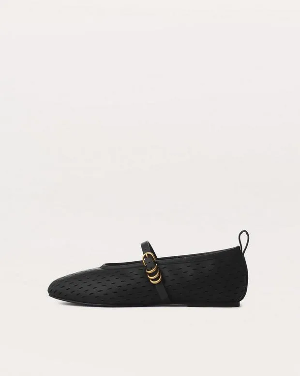Flats Women rag and bone Spire Perforated Leather Mary Jane Shoes Black Perforated