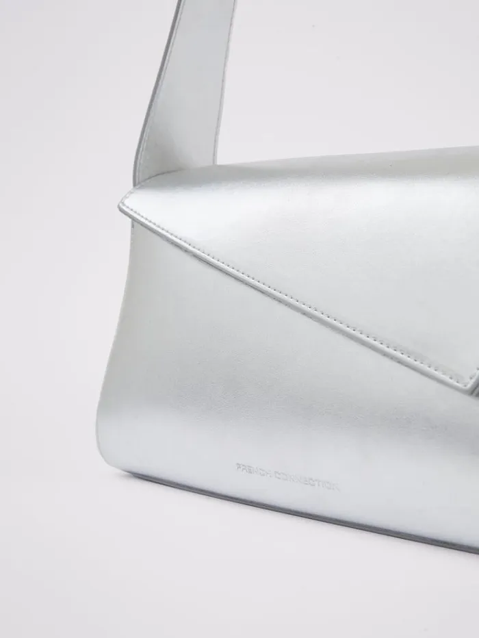 French Connection Bags and Purses Jeenaa X Metallic Envelope Bag High Shine Silver 8211 Woman