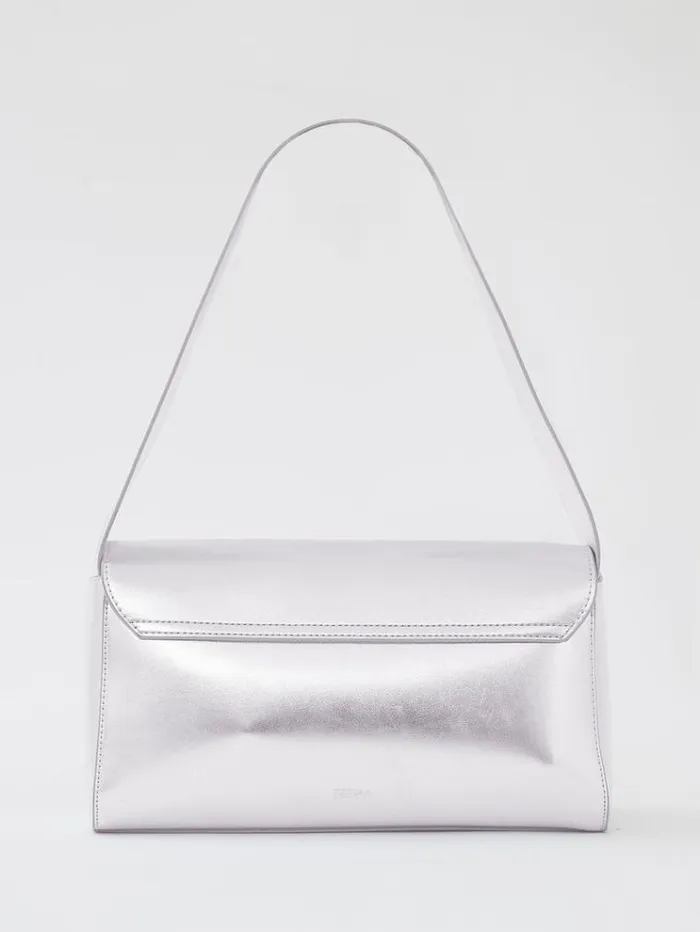 French Connection Bags and Purses Jeenaa X Metallic Envelope Bag High Shine Silver 8211 Woman