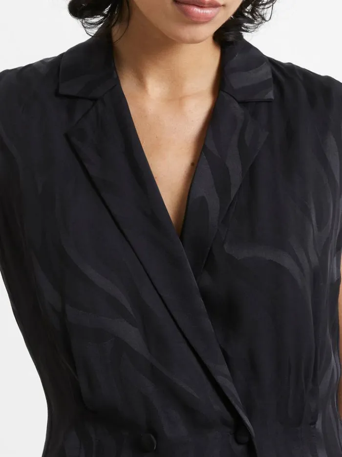 French Connection Coats and Jackets Aba Eco Satin Waistcoat Blackout 8211 Woman