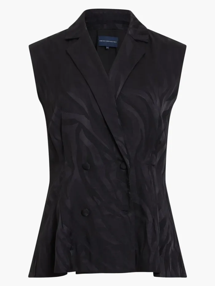 French Connection Coats and Jackets Aba Eco Satin Waistcoat Blackout 8211 Woman