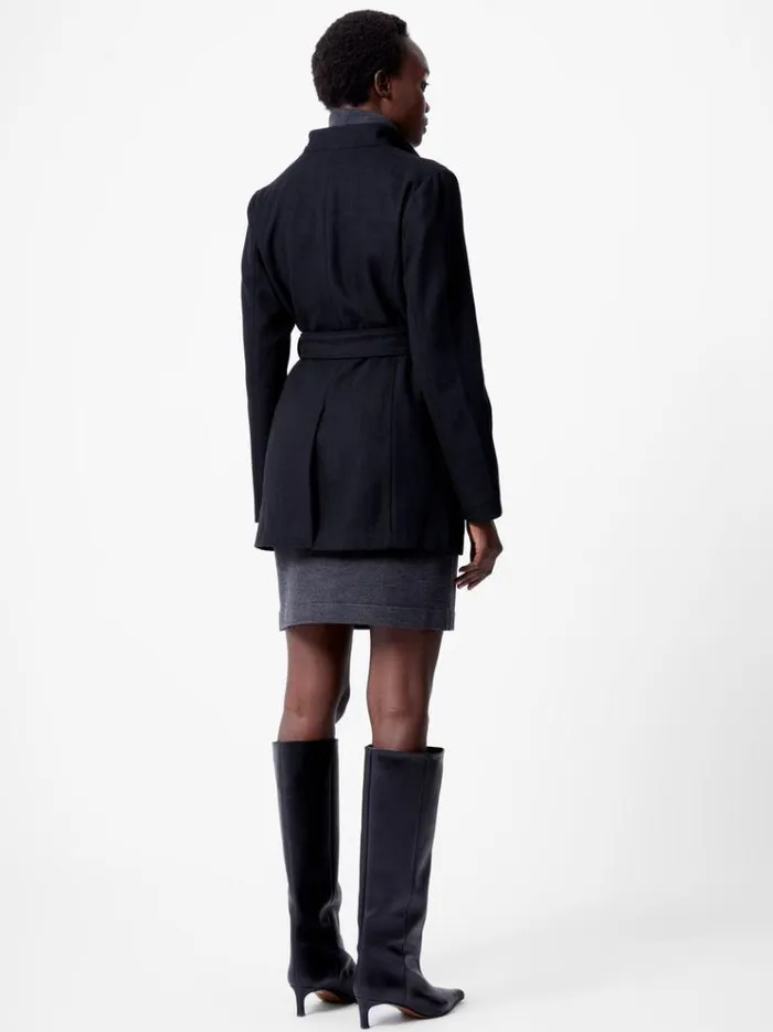 French Connection Coats and Jackets Belted Wrap MidLength Coat Black 8211 Woman