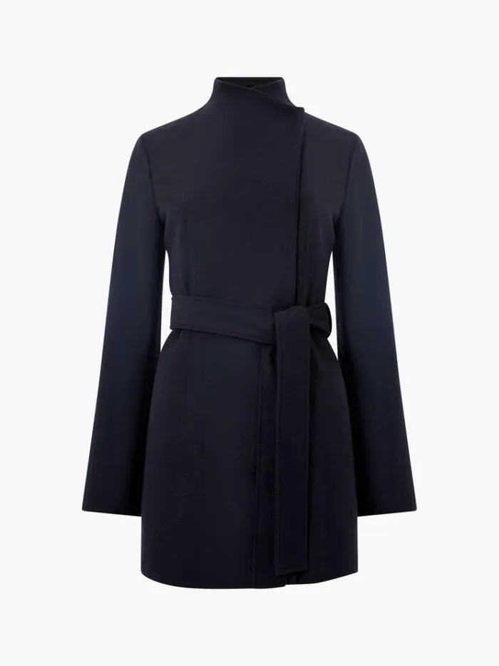 French Connection Coats and Jackets Belted Wrap MidLength Coat Black 8211 Woman