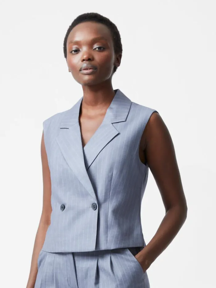 French Connection Coats and Jackets Fiorella Pinstripe Waistcoat Grey 8211 Woman French Connection Coats and Jackets Fiorella Pinstripe Waistcoat Grey 8211 Woman