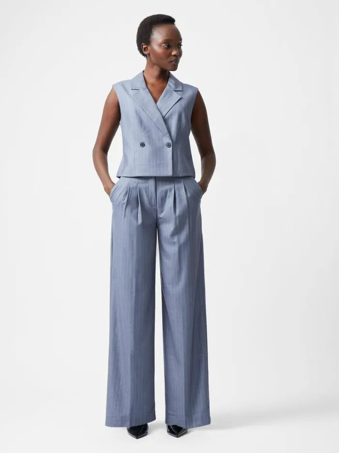 French Connection Coats and Jackets Fiorella Pinstripe Waistcoat Grey 8211 Woman
