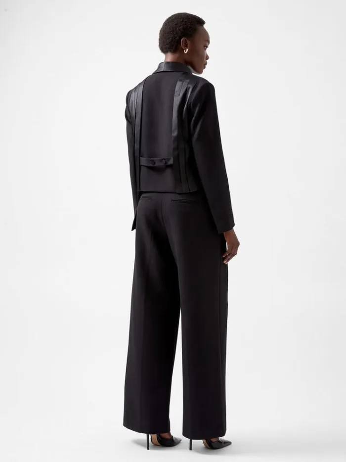 French Connection Coats and Jackets Gemma Carey Satin Tuxedo Cropped Blazer Blackout 8211 Woman