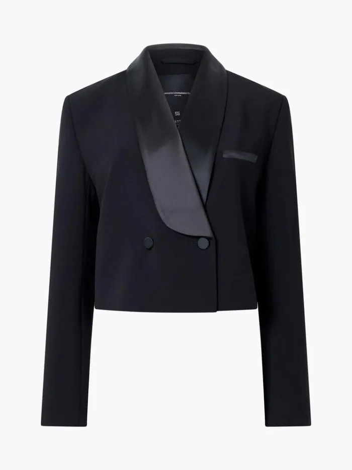 French Connection Coats and Jackets Gemma Carey Satin Tuxedo Cropped Blazer Blackout 8211 Woman