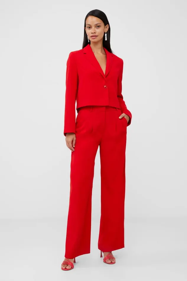 French Connection Coats and Jackets Harry Suiting Cropped Blazer Royal Scarlet 8211 Woman