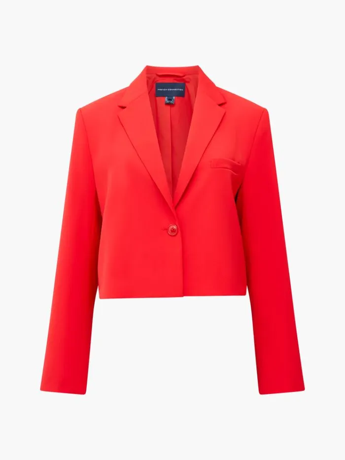 French Connection Coats and Jackets Harry Suiting Cropped Blazer Royal Scarlet 8211 Woman