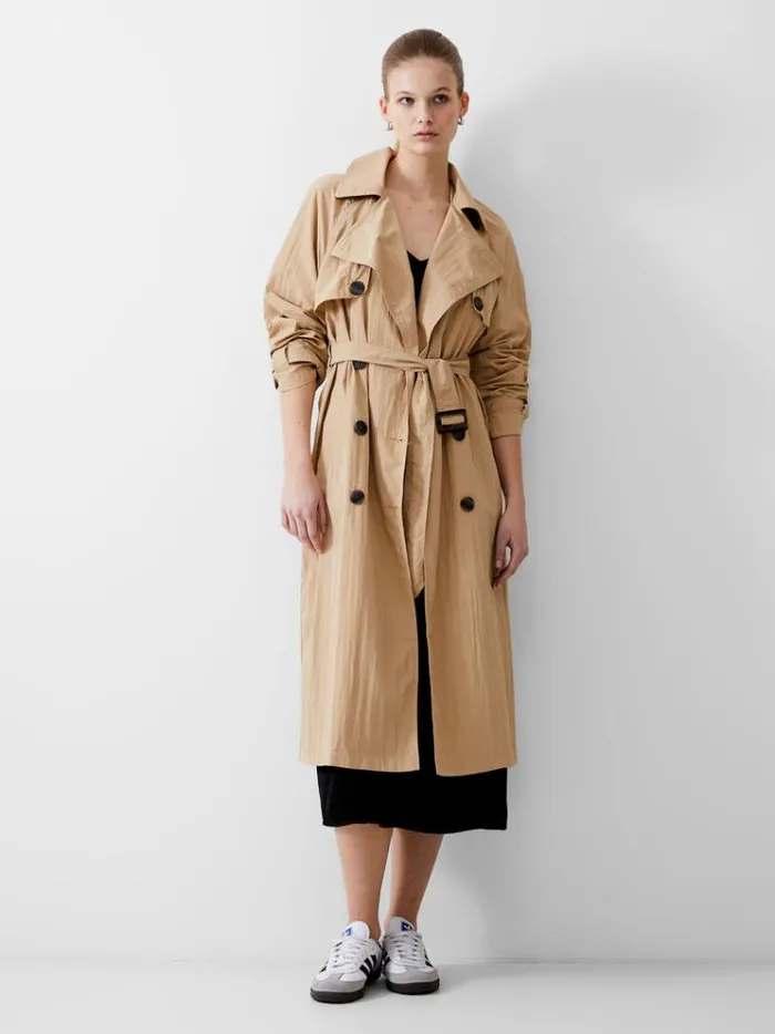French Connection Coats and Jackets Long Trench Coat Lgt Stone 8211 Woman