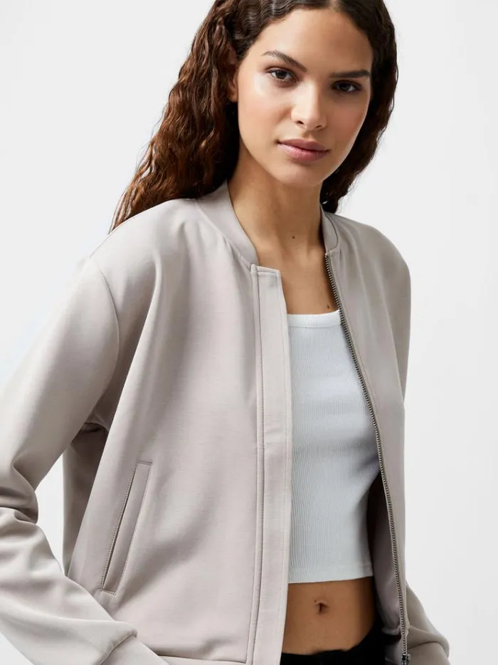 French Connection Coats and Jackets Wren Zip Through Bomber Jacket Washed Macchiato 8211 Woman
