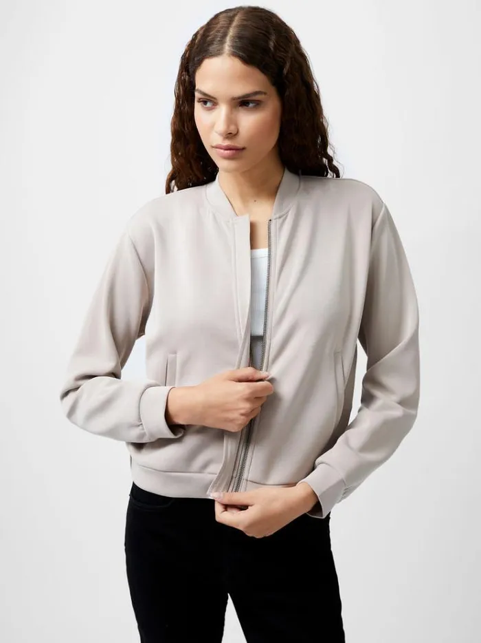 French Connection Coats and Jackets Wren Zip Through Bomber Jacket Washed Macchiato 8211 Woman