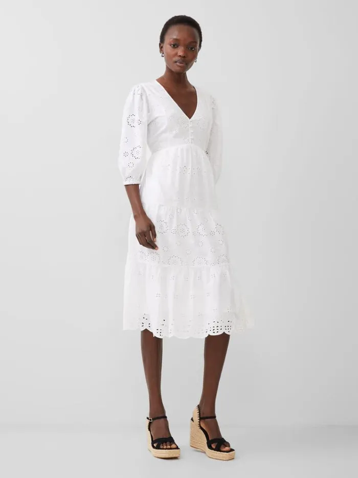 French Connection Dresses Alissa Broderie Anglaise Dress Linen White 8211 Woman French Connection Dresses Alissa Broderie Anglaise Dress Linen White 8211 Woman