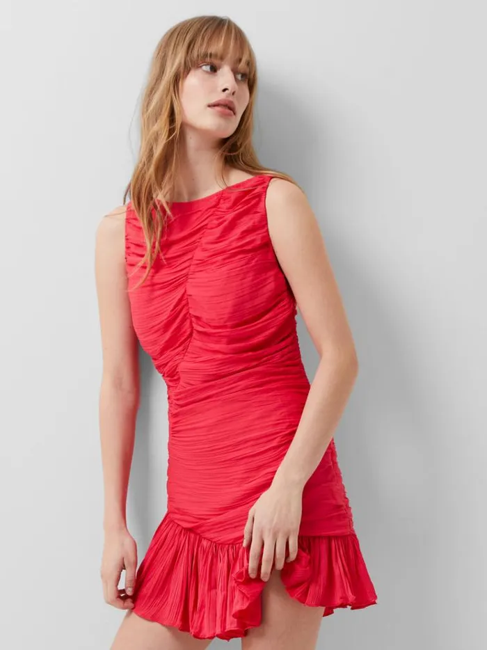 French Connection Dresses Althea Satin Ruched Mini Dress Azalea 8211 Woman