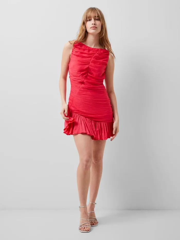 French Connection Dresses Althea Satin Ruched Mini Dress Azalea 8211 Woman