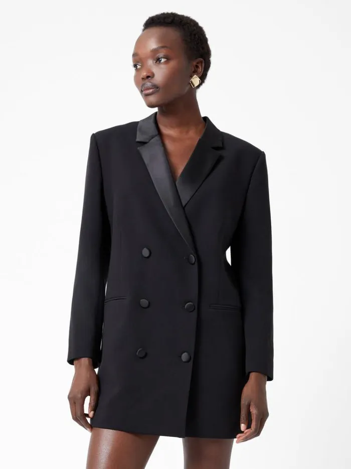 French Connection Dresses Azra Carey Satin Collar Mini Blazer Dress Black 8211 Woman French Connection Dresses Azra Carey Satin Collar Mini Blazer Dress Black 8211 Woman