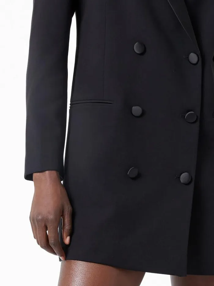 French Connection Dresses Azra Carey Satin Collar Mini Blazer Dress Black 8211 Woman