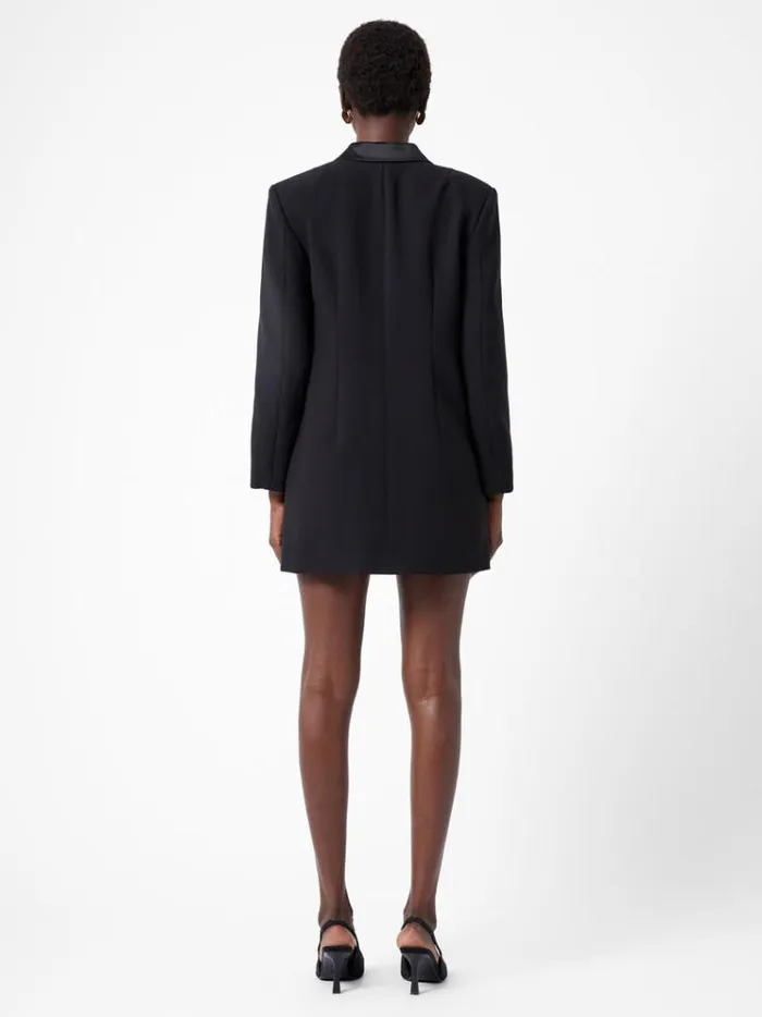 French Connection Dresses Azra Carey Satin Collar Mini Blazer Dress Black 8211 Woman